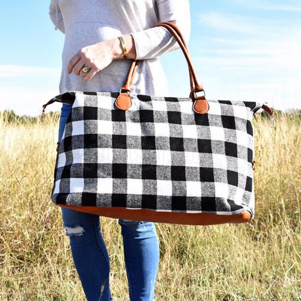 Christmas Large Red Buffalo Check Handbag Red And White Plaid Design Beach Bag Canvas Handbag Mummy Bags