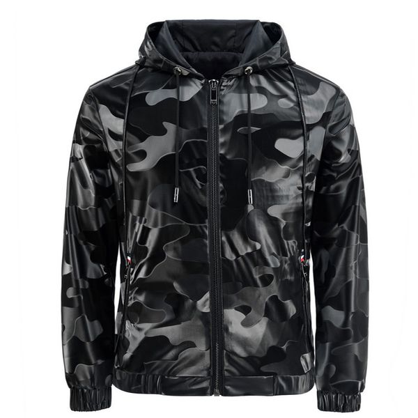 new men's leather jacket hooded pu leather jacket male camouflage thin coat spring casual sportswear, Black
new men's leather jacket hooded pu leather jacket male camouflage thin coat spring casual sportswear, Black