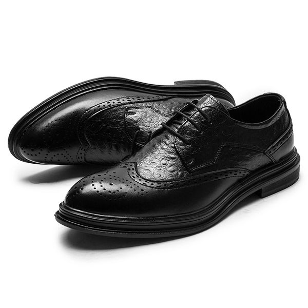 men's modern formal comfort pointed toe dress shoes crocodile grain wingtip casual oxford shoes size 6, Black
men's modern formal comfort pointed toe dress shoes crocodile grain wingtip casual oxford shoes size 6, Black