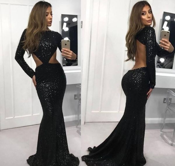 2019 mermaid long sleeves evening dress black backless sequined holiday women wear formal party prom gown custom made plus size, Black;red
2019 mermaid long sleeves evening dress black backless sequined holiday women wear formal party prom gown custom made plus size, Black;red
