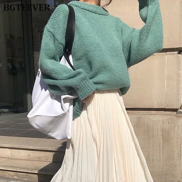 bgteever vintage o-neck knitted women pullover sweater solid ladies long sleeve autumn winter sweater female casual jumper 2019, White;black
bgteever vintage o-neck knitted women pullover sweater solid ladies long sleeve autumn winter sweater female casual jumper 2019, White;black