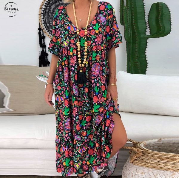 women dresses maxi dresses summer 2020 boho floral print short sleeve maxi long dress loose beach sundress plus size long dress vestidos, Black;gray
women dresses maxi dresses summer 2020 boho floral print short sleeve maxi long dress loose beach sundress plus size long dress vestidos, Black;gray
