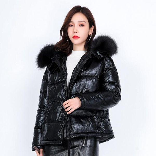 2019 glossy cotton padded coat parka winter women jacket fur hooded winter warm thick short parka coat jacket women mujer, Black
2019 glossy cotton padded coat parka winter women jacket fur hooded winter warm thick short parka coat jacket women mujer, Black