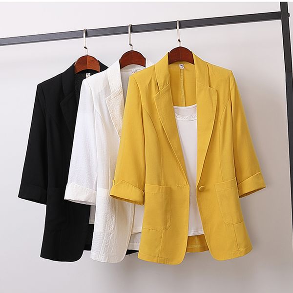 2020 summer women blazers cotton and linen 5xl large size suit coats loose casual fashion small suit women's clothing, White;black
2020 summer women blazers cotton and linen 5xl large size suit coats loose casual fashion small suit women's clothing, White;black