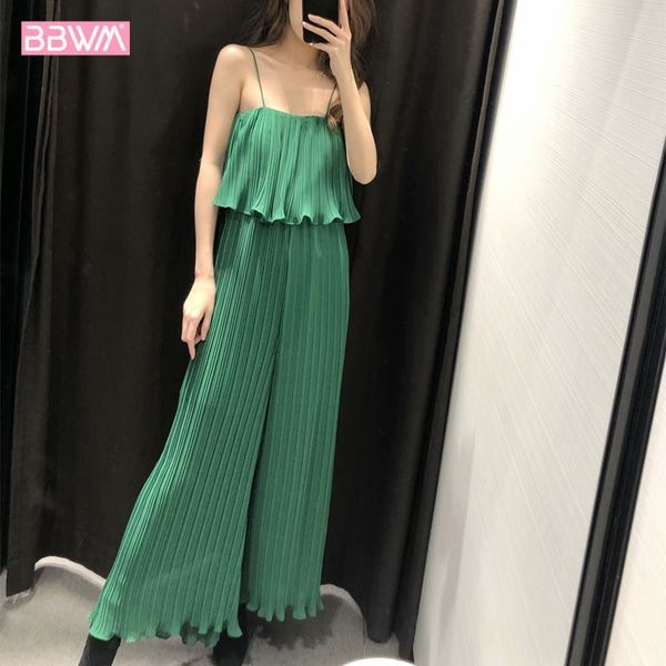 ruffled women's sling pleated nine-point wide-leg pants women 2020 spring new elegant female jumpsuit, Black;white
ruffled women's sling pleated nine-point wide-leg pants women 2020 spring new elegant female jumpsuit, Black;white