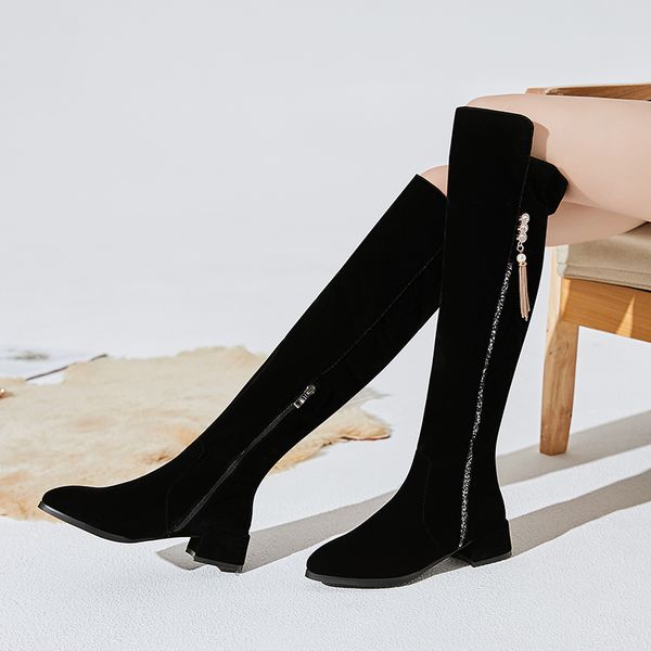 lovirs women over-knee boots tassels decoration pointed toe low heel winter warm over knee women boots shoes for, Black
lovirs women over-knee boots tassels decoration pointed toe low heel winter warm over knee women boots shoes for, Black