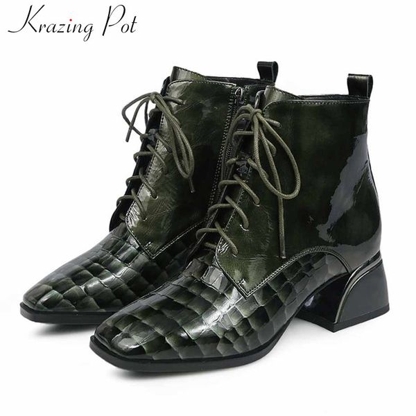 krazing pot fashion british style genuine leather boots square toe high heels keep warm lace up side zip women ankle boots l2f3, Black
krazing pot fashion british style genuine leather boots square toe high heels keep warm lace up side zip women ankle boots l2f3, Black