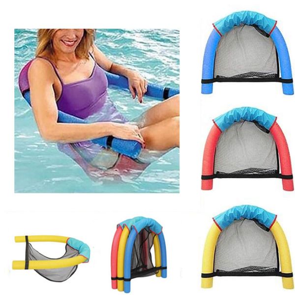New Swimming Floating Chair Pool Kids Bed Seat Water Flodable Ring Float Lightweight Beach Ring Noodle Net Pool Accessories