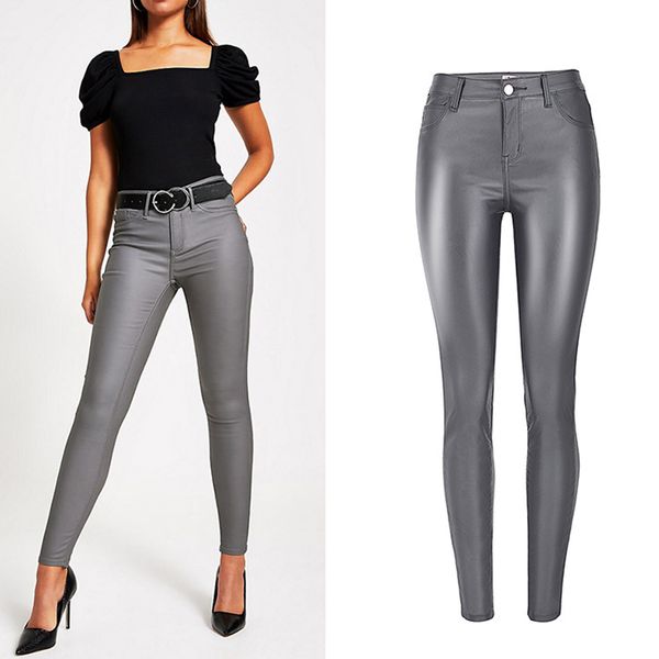 women high waisted leather pants skinny elastic coated denim jeans pants women casual grey motorcycle faux leather pu, Blue
women high waisted leather pants skinny elastic coated denim jeans pants women casual grey motorcycle faux leather pu, Blue