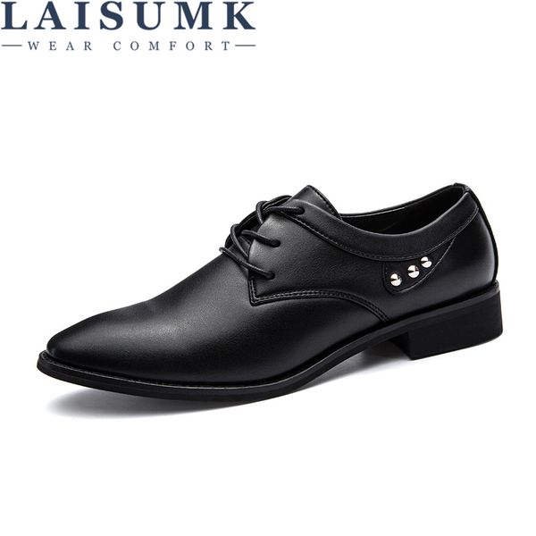 laisumk new men formal shoes flats oxford shoes for men oxfords pointed toe lace up pu leather dress business wedding, Black
laisumk new men formal shoes flats oxford shoes for men oxfords pointed toe lace up pu leather dress business wedding, Black