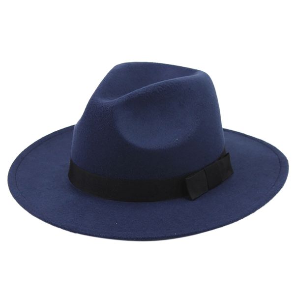 new wool fedora panama hat men women winter wide brim felt church jazz cap ribbon elegan sombrero trilby cloche black 5 colors, Blue;gray
new wool fedora panama hat men women winter wide brim felt church jazz cap ribbon elegan sombrero trilby cloche black 5 colors, Blue;gray