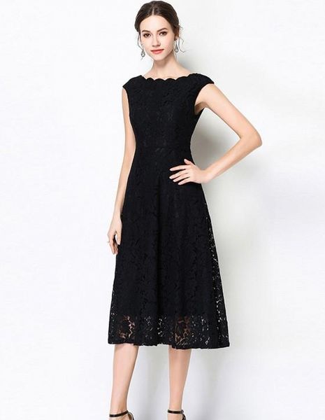 sleeveless lace prom dresses new black long section wave collar fashion a word skirt white lace formal evening dresses, Black;red
sleeveless lace prom dresses new black long section wave collar fashion a word skirt white lace formal evening dresses, Black;red