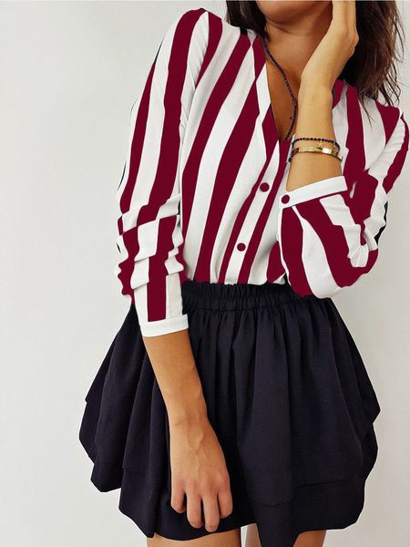 women long sleeve shirt ladies loose blouses office shirt fashion summer striped blouse women casual, White
women long sleeve shirt ladies loose blouses office shirt fashion summer striped blouse women casual, White