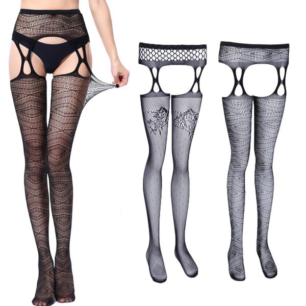 2x womens thigh-high fishnet tights stockings black garter belt sleepwear, Black;white
2x womens thigh-high fishnet tights stockings black garter belt sleepwear, Black;white
