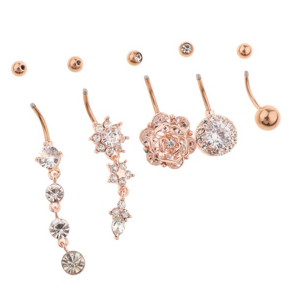 5pcs elegant dangle belly ring rose gold crystal navel ring bar piercing 1.6mm, Slivery;golden
5pcs elegant dangle belly ring rose gold crystal navel ring bar piercing 1.6mm, Slivery;golden