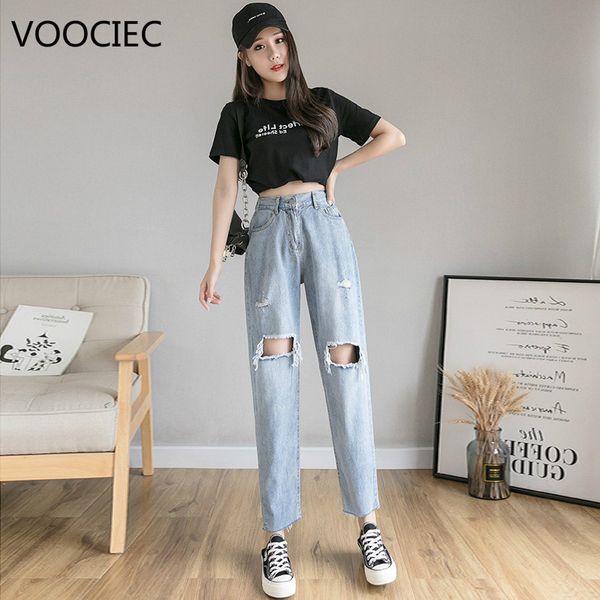voociec women's pockets washed jeans high waist hole straight tube casual pants autumn and winter solid color jeans, Blue
voociec women's pockets washed jeans high waist hole straight tube casual pants autumn and winter solid color jeans, Blue