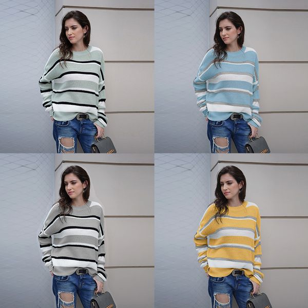 women's sweaters korean style women sweater long sleeve striped autumn pullover sweters invierno 2021 loose yellow blue knitted top, White;black
women's sweaters korean style women sweater long sleeve striped autumn pullover sweters invierno 2021 loose yellow blue knitted top, White;black