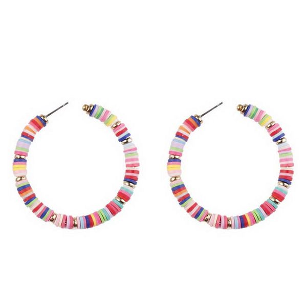 new trendy boho handmade clay beads hoops for women confetti statement earrings bohemian colorful beaded hoop earrings, Silver
new trendy boho handmade clay beads hoops for women confetti statement earrings bohemian colorful beaded hoop earrings, Silver
