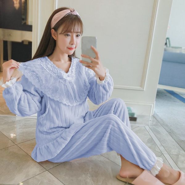 women patchwork lace sleepwear lantern sleeve pajamas set breastfeeding clothes pregnancy nightgown, Blue;gray
women patchwork lace sleepwear lantern sleeve pajamas set breastfeeding clothes pregnancy nightgown, Blue;gray