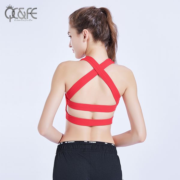 new women's shockproof sports bra gathered and shaped running fitness bra cross back underwear vest, White;red
new women's shockproof sports bra gathered and shaped running fitness bra cross back underwear vest, White;red
