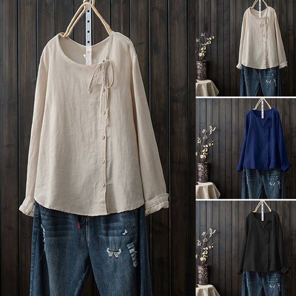 women's blouses & shirts cotton and linen autumn large size long solid color long-sleeved casual loose literary women, White
women's blouses & shirts cotton and linen autumn large size long solid color long-sleeved casual loose literary women, White