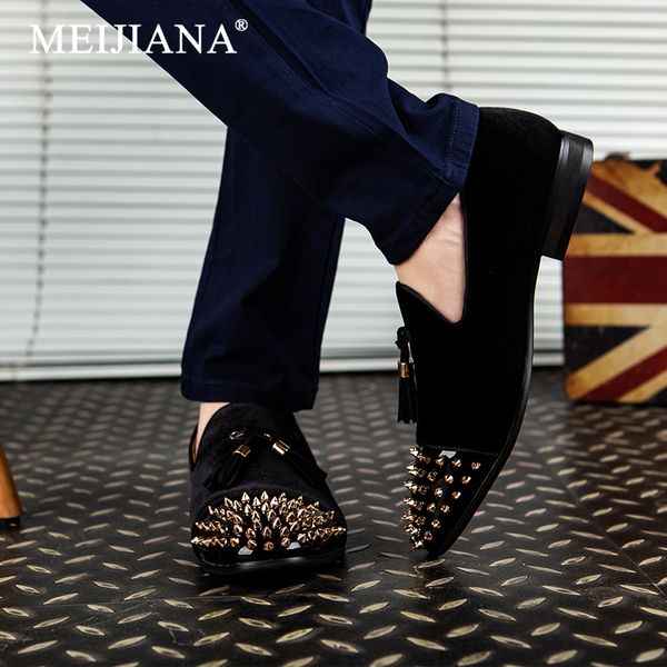 meijiana work office designer men's dress flat shoes pointed tassel men loafers black party men shoes new rivet
meijiana work office designer men's dress flat shoes pointed tassel men loafers black party men shoes new rivet