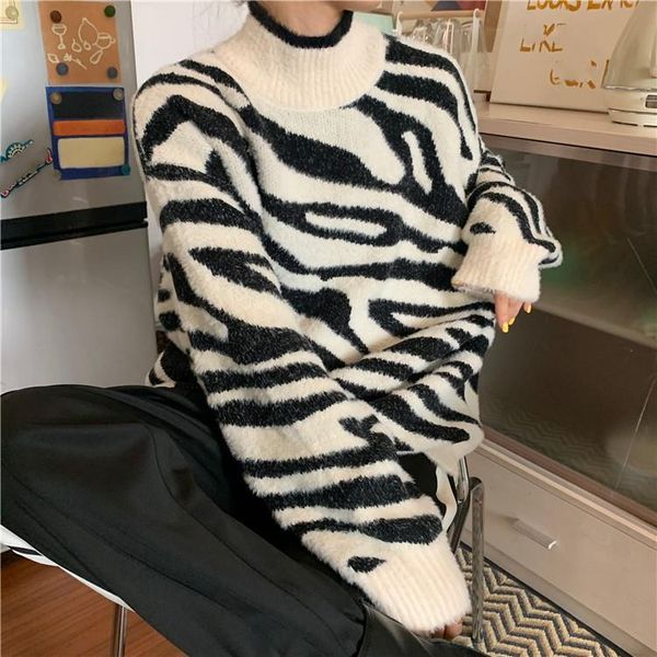 casual zebra printed sweaters fashion o neck loose sweater women elegant long sleeve sweaters, White;black
casual zebra printed sweaters fashion o neck loose sweater women elegant long sleeve sweaters, White;black