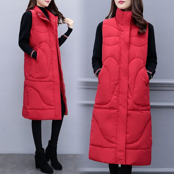 autumn and winter thick trend sleeveless new style fashion women's cotton vest women's mid-length warm vest, Blue;black
autumn and winter thick trend sleeveless new style fashion women's cotton vest women's mid-length warm vest, Blue;black