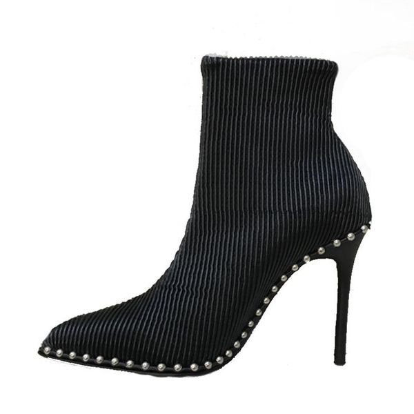 autumn and winter new rivet elastic socks boots skinny high-heeled women boots, Black
autumn and winter new rivet elastic socks boots skinny high-heeled women boots, Black