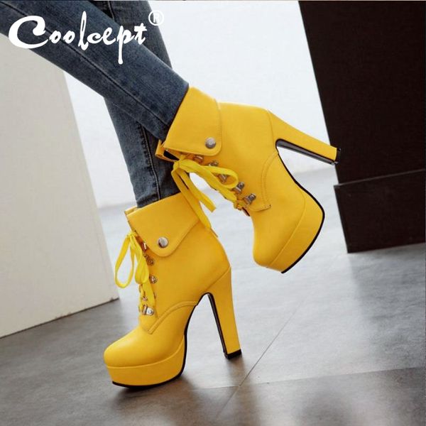 coolcept women high heels ankle boots lace up casual platform shoes women thick heels winter warm fur footwear size 31-43, Black
coolcept women high heels ankle boots lace up casual platform shoes women thick heels winter warm fur footwear size 31-43, Black