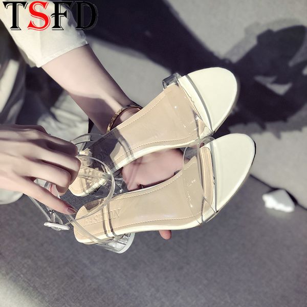 transparent sandals women buckle soft shoes ladies summer peep-toe sandals woman slippers medium heel women's shoes 2020 j2, Black 
transparent sandals women buckle soft shoes ladies summer peep-toe sandals woman slippers medium heel women's shoes 2020 j2, Black