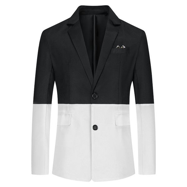double color panelled single breasted mens coats casual business mens designer suits fashion loose male blazers, White;black
double color panelled single breasted mens coats casual business mens designer suits fashion loose male blazers, White;black