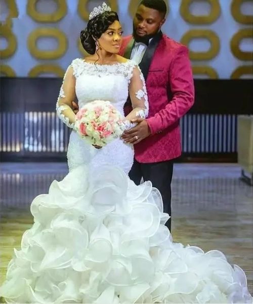 женская русалка длинные плюс размер длинные рукава свадебные платья white lace up назад африканский стиль свадебные платья сшитое 
женская русалка длинные плюс размер длинные рукава свадебные платья white lace up назад африканский стиль свадебные платья сшитое