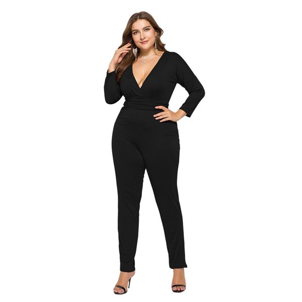 new autumn office women jumpsuits rompers deep v neck plus size solid high elastic long sleeve fitted pants bodycon ladie, Black;white
new autumn office women jumpsuits rompers deep v neck plus size solid high elastic long sleeve fitted pants bodycon ladie, Black;white