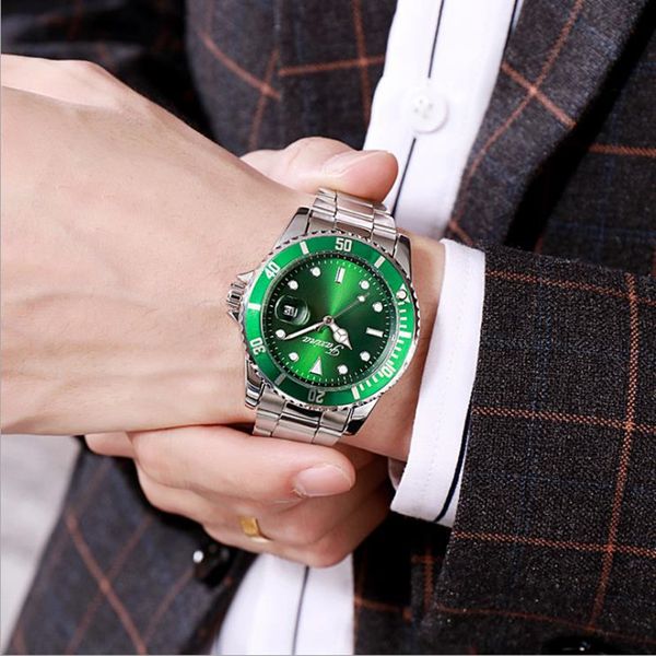 luminous watch men stainless steel band male wrist watches calendar personality business rotating case, Slivery;brown
luminous watch men stainless steel band male wrist watches calendar personality business rotating case, Slivery;brown