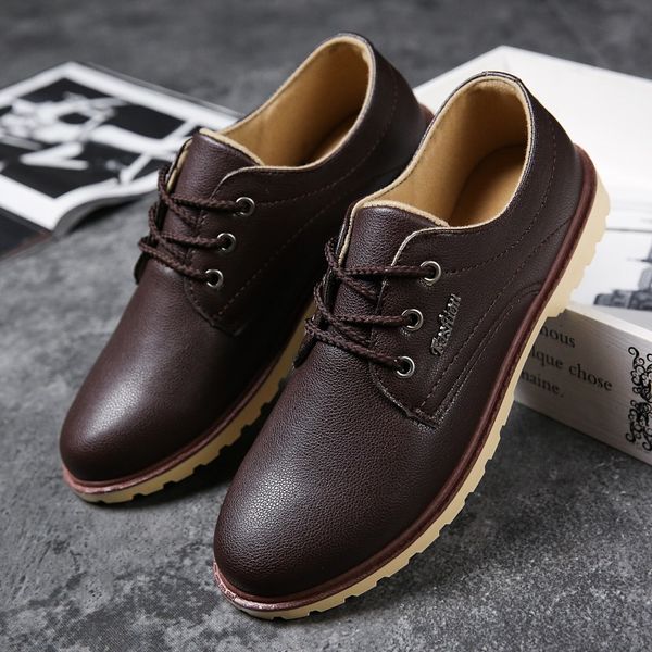 men casual shoes leather men's work shoes spring casual waterproof work outdoor rubber lace-up oxford chaussure, Black
men casual shoes leather men's work shoes spring casual waterproof work outdoor rubber lace-up oxford chaussure, Black