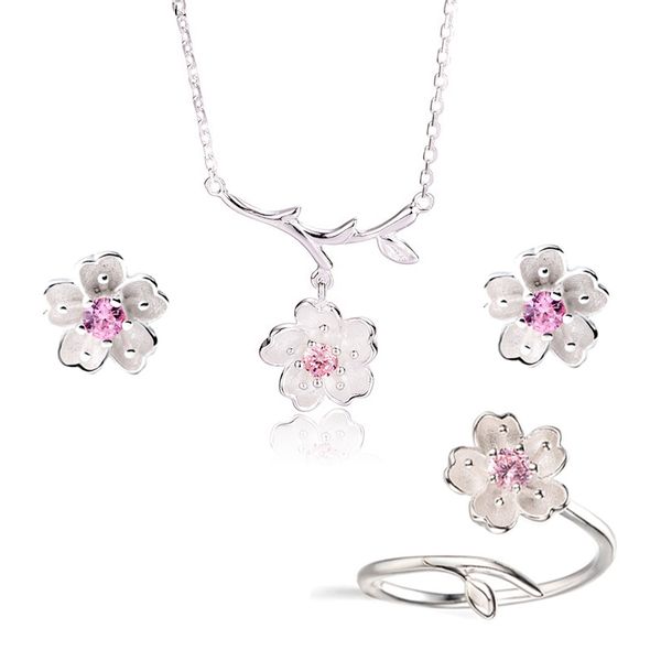 2019 wedding bridal jewelry sets 925 sterling silver pink crystal cherry blossoms flower necklaces earrings rings for women, Black
2019 wedding bridal jewelry sets 925 sterling silver pink crystal cherry blossoms flower necklaces earrings rings for women, Black