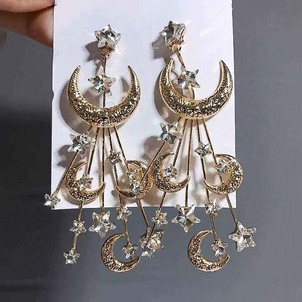 amorcome korean crystal star moon star drop earrings for women gold color radial universe planet earrings long fashion jewelry, Golden;silver
amorcome korean crystal star moon star drop earrings for women gold color radial universe planet earrings long fashion jewelry, Golden;silver