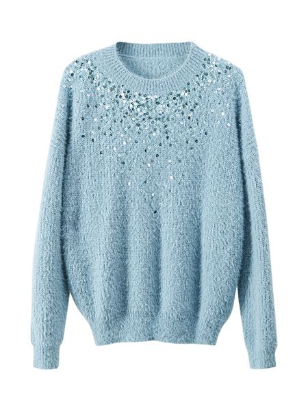 2019 new shiny sequins women's o neck pullover sweater long-sleeved women's knit sweater autumn winter pullover pull femme, White;black
2019 new shiny sequins women's o neck pullover sweater long-sleeved women's knit sweater autumn winter pullover pull femme, White;black
