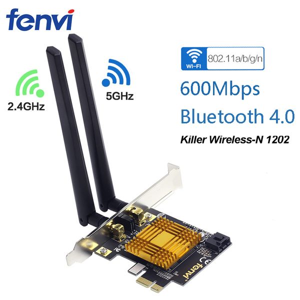 fenvi n600 dual band 600mbps pci express wireless adapter wifi bluetooth 4.0 killer 1202 wi-fi card pcie network for deskpc
fenvi n600 dual band 600mbps pci express wireless adapter wifi bluetooth 4.0 killer 1202 wi-fi card pcie network for deskpc