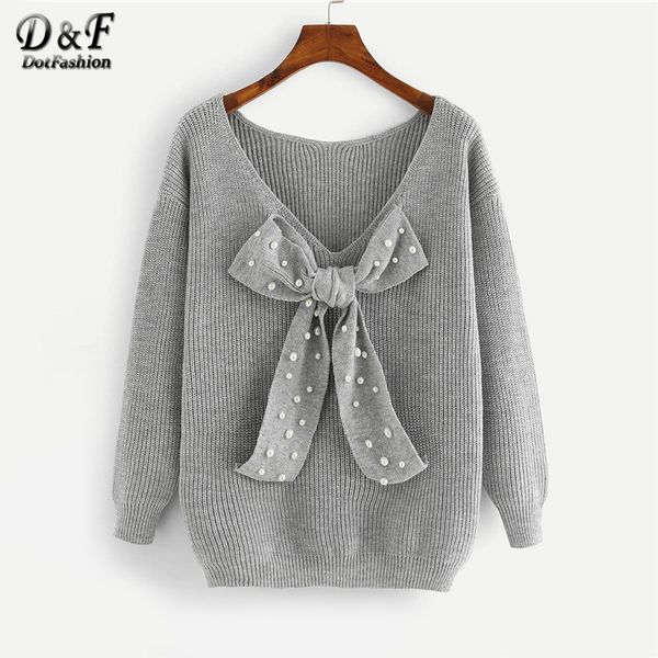 dotfashion grey pearl beaded bow tied front sweater women casual autumn clothing sweaters fashion 2019 womens pullovers jumper, White;black
dotfashion grey pearl beaded bow tied front sweater women casual autumn clothing sweaters fashion 2019 womens pullovers jumper, White;black