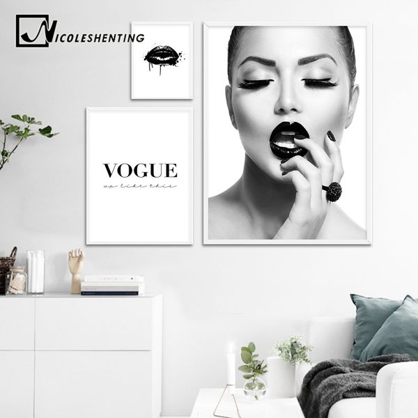black lips fashion girl canvas art posters and prints scandinavian painting wall picture for living room modern home decoration
black lips fashion girl canvas art posters and prints scandinavian painting wall picture for living room modern home decoration