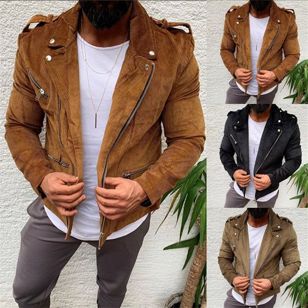 fashion designer mens jackets coduroy solid color lapel neck long sleeve zipper jackets fashoin autumn mens outerwears, Black
fashion designer mens jackets coduroy solid color lapel neck long sleeve zipper jackets fashoin autumn mens outerwears, Black