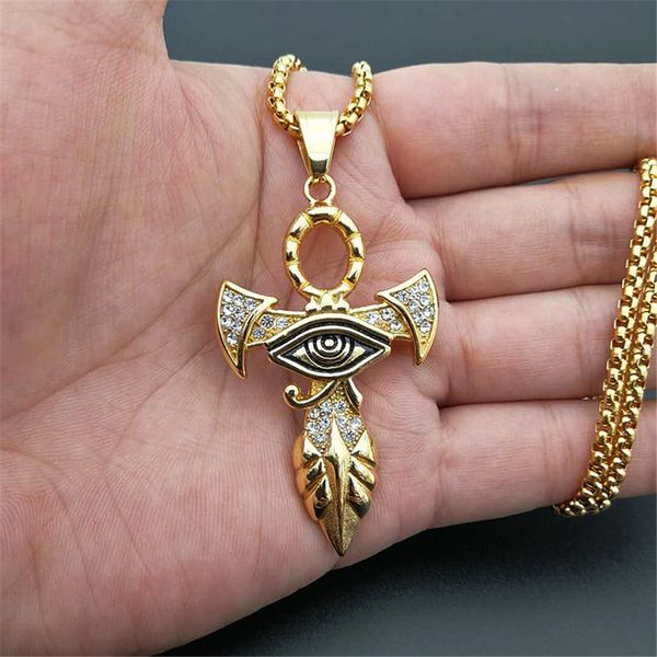 egyptian ankh cross pendant necklace for women/men gold color stainless steel eye of horus necklace iced out bling egypt jewelry, Silver
egyptian ankh cross pendant necklace for women/men gold color stainless steel eye of horus necklace iced out bling egypt jewelry, Silver