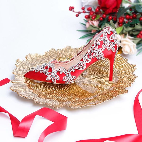 red satin bride shoes 3 inches high heel rhinestone wedding party prom pumps pointed toe thin heel handmade women shoes, Black
red satin bride shoes 3 inches high heel rhinestone wedding party prom pumps pointed toe thin heel handmade women shoes, Black