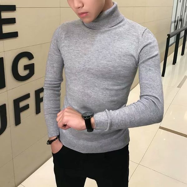 a turtleneck sweater men's knitting sweater black trim style handsome men autumn winter, White;black
a turtleneck sweater men's knitting sweater black trim style handsome men autumn winter, White;black