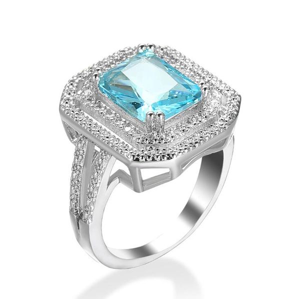 luckyshine fashion simple design huge square blue zircon rings for women wedding rings engagement rings 6 pcs, Silver
luckyshine fashion simple design huge square blue zircon rings for women wedding rings engagement rings 6 pcs, Silver