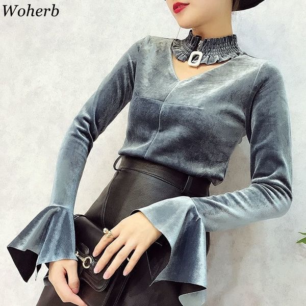 woherb fashion new half turtleneck long flare sleeve blouse hollow out solid shirts pullover women elegant korean 91175, White
woherb fashion new half turtleneck long flare sleeve blouse hollow out solid shirts pullover women elegant korean 91175, White