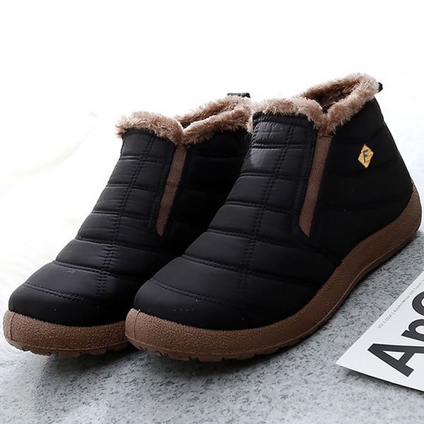 men's boots platform slip on warm winter shoes men antiskid waterproof light weight velvet soft snow boots for male 2019 new, Black 
men's boots platform slip on warm winter shoes men antiskid waterproof light weight velvet soft snow boots for male 2019 new, Black