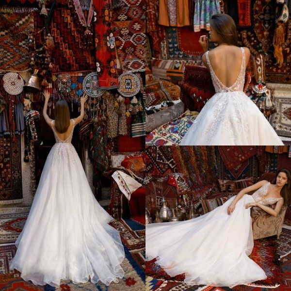 2020 a line wedding dresses sequins applique rhinestone wedding gowns tulle sweep train backless gridal gowns vestidos de novia, White
2020 a line wedding dresses sequins applique rhinestone wedding gowns tulle sweep train backless gridal gowns vestidos de novia, White